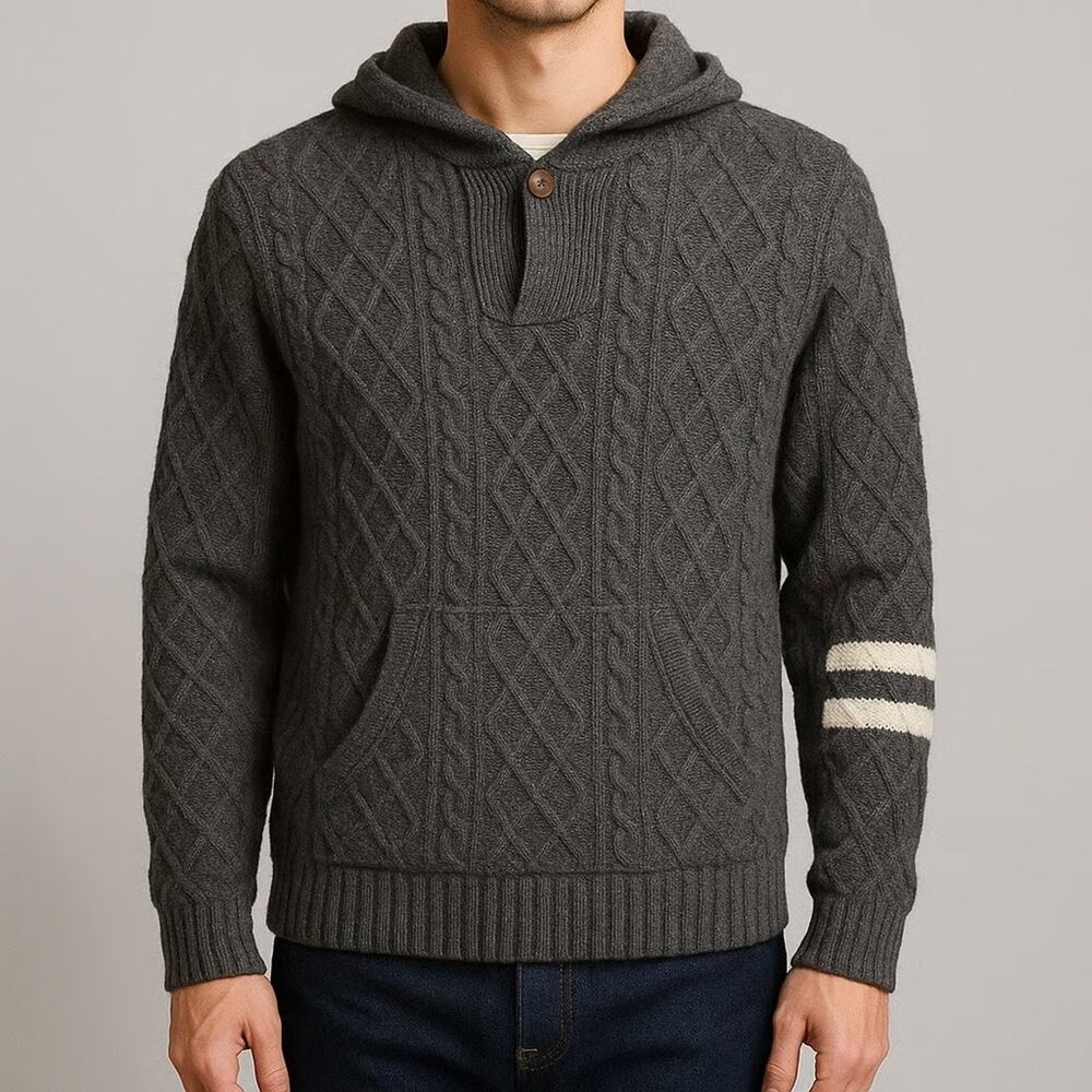 BIRDWELL BEACH BRITCHES Dark Grey Wool Blend Hooded Sweater Size Medium
